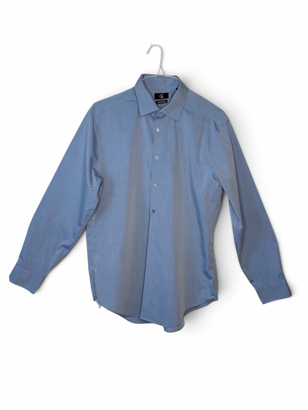 Calvin Klein Light Blue Micro-Pattern Dress Shirt 17 34/35